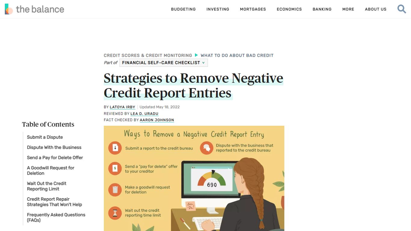 Strategies to Remove Negative Credit Report Entries - The Balance